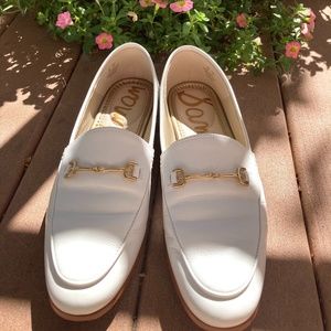 Sam Edelman Loraine white loafers with gold